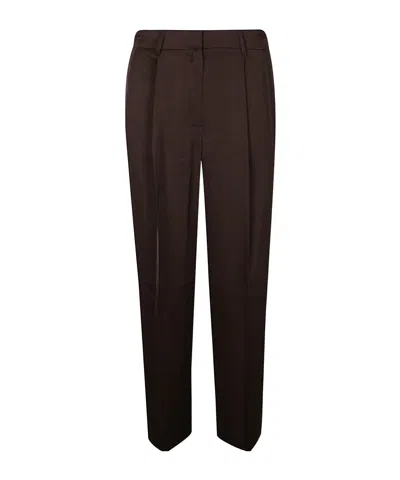 Michael Kors Michael  Drapey Satin Wide Leg Pants In Brown