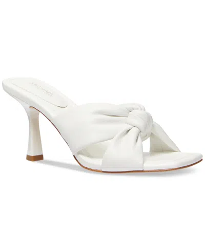 Michael Kors Michael  Elena Knotted Strap High Heel Sandals In Optic White