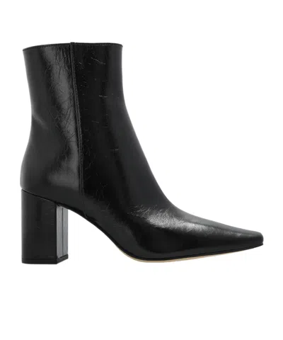 Michael Kors Michael  Elise Leather Ankle Boots In Black
