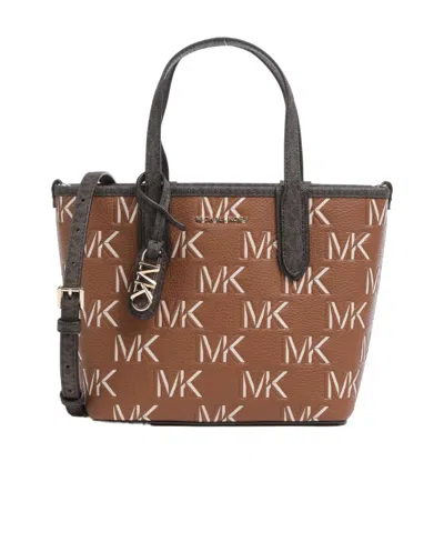 Michael Kors Michael  Eliza Extra-small Logo Embossed Tote Bag In Brown
