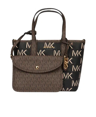 Michael Kors Michael  Eliza Extra-small Logo Embossed Tote Bag In Brown