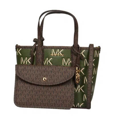 Michael Kors Michael  Eliza Extra-small Logo Embossed Tote Bag In Brown