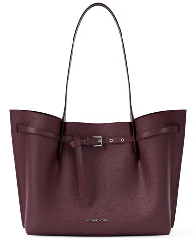 Michael Kors Michael  Emilia Extra Large East West Center Zip Tote Bag In Burgundy