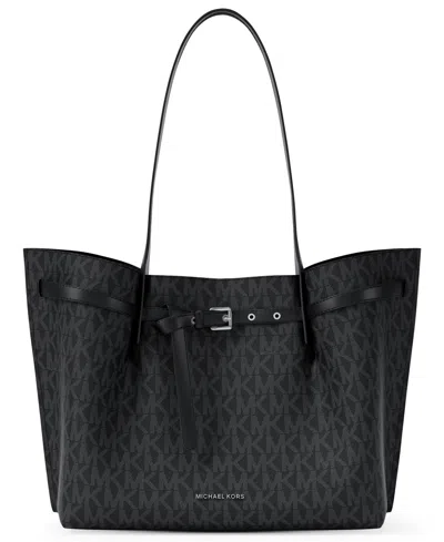 Michael Kors Michael  Emilia Extra Large East West Zip Pocket Tote Bag In Black