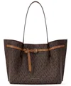 Michael Kors Michael  Emilia Extra Large East West Zip Pocket Tote Bag In Brown