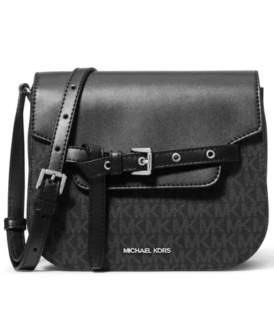 Michael Kors Michael  Emilia Small Saddle Crossbody Bag In Black