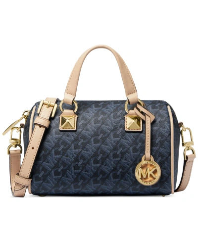 Michael Kors Michael  Empire Logo Grayson Small Duffel Crossbody In Admiral,pale Blue