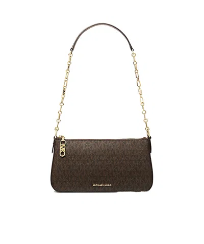 Michael Kors Michael  Empire Medium Signature Logo Chain-link Pochette In Black
