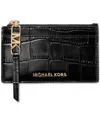 Michael Kors Michael  Empire Small Zip Card Case In Black