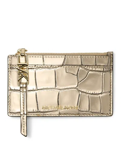 Michael Kors Michael  Empire Small Zip Card Case In Pale Gold