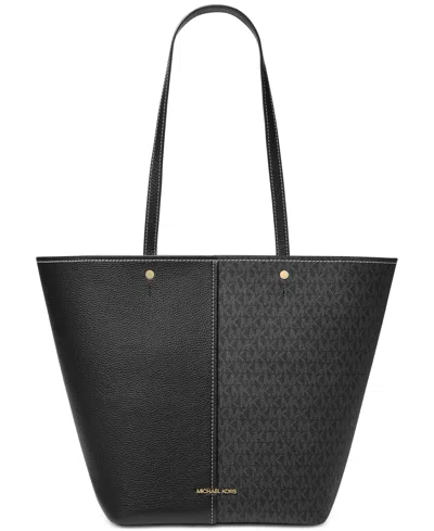 Michael Kors Michael  Flora Large Top Zip Tote In Black