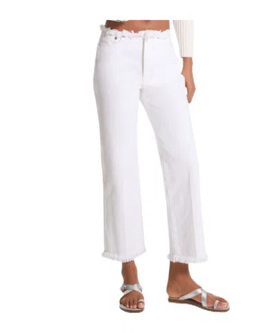 Michael Kors Michael  Frayed Denim Cropped Jeans In White