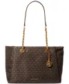 Michael Kors Michael  Georgia Logo Brown Zip Top Tote Bag In Brown,acorn
