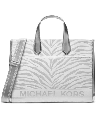 Michael Kors Michael  Gigi Large Grab Tote In Silver Mul
