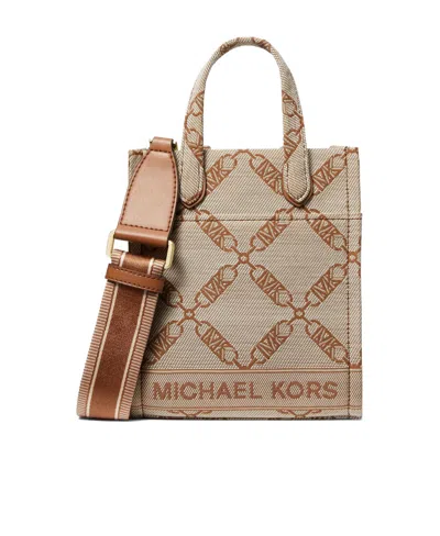 Michael Kors Michael  Gigi Logo Jacquard Extra-small Crossbody Bag In Nude
