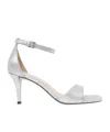 Michael Kors Jaida Sandal In Glitter Leather Color Silver In White