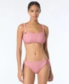 Michael Kors Michael  Grommet Trim Bikini Top High Leg Side Tie Bottoms In Pink