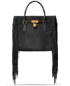 Michael Kors Hamilton Moderne Large Fringed Suede Satchel In Black