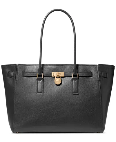 Michael Kors Michael  Hamilton Leather Large Tote In Black