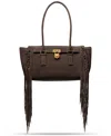 Michael Kors Hamilton Moderne Small Fringed Suede Satchel In Brown