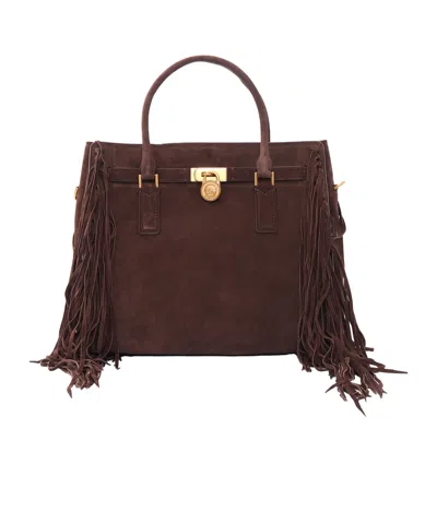 Michael Kors Michael  Hamilton Moderne Large Fringed Satchel Bag In Red