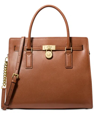 Michael Kors Michael  Hamilton Moderne Large Leather Satchel Bag In Luggage