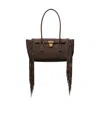 Michael Kors Hamilton Moderne Small Fringed Suede Satchel In Brown