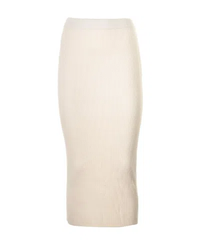 Michael Kors Michael  High Waisted Knitted Skirt In White