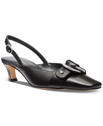 Michael Kors Jaden Kitten Sling Pumps In Black Leather