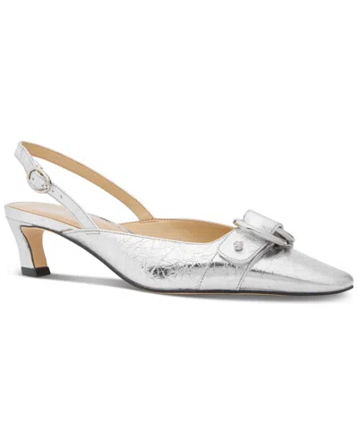 Michael Kors Michael  Jaden Kitten Sling Pumps In Silver