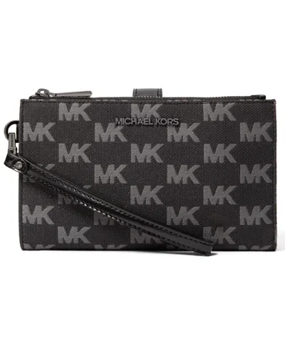 Michael Kors Michael  Jet Set Double Zip Wristlet In Black