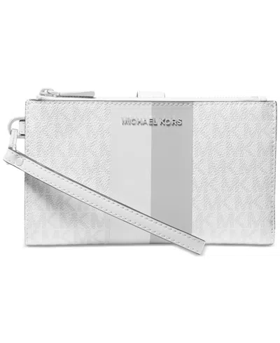 Michael Kors Michael  Jet Set Double Zip Wristlet In Metallic