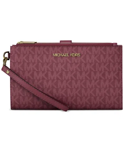 Michael Kors Michael  Jet Set Double Zip Wristlet In Purple