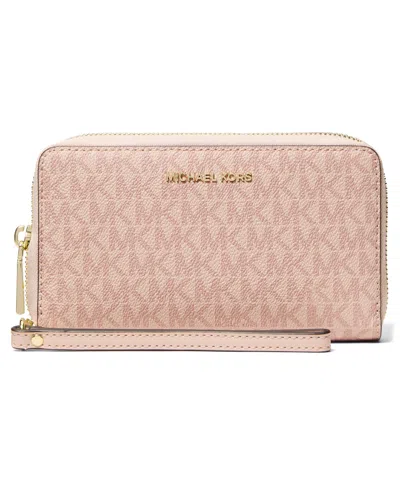Michael Kors Michael  Jet Set Large Flat Multi-function Wristlet In Pink