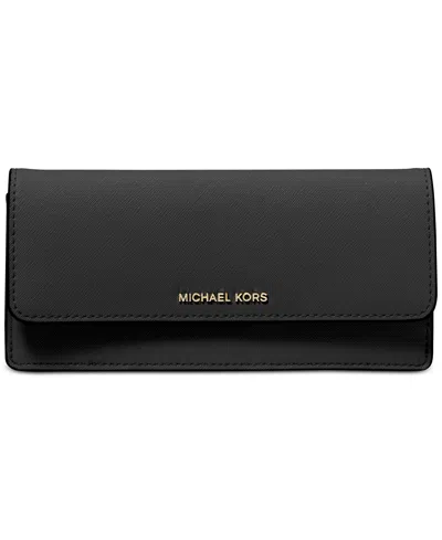Michael Kors Michael  Jet Set Large Flat Wallet In Black