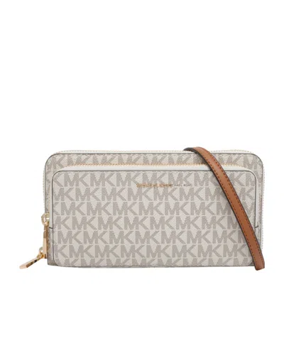 Michael Kors Michael  Jet Set Large Signature Logo Convertible Crossbody Bag In Gold