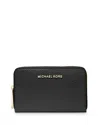 Michael Kors Jet Set Small Zip Around Card Case In Black