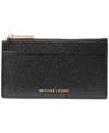 Michael Kors Michael  Jet Set Leather Zip Key Card Case In Black