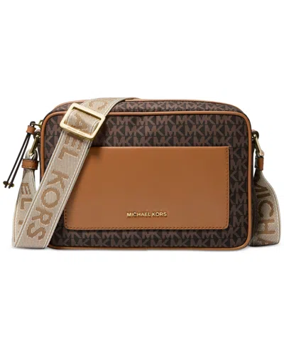 Michael Kors Michael  Jet Set Logo East West Crossbody In Brn,acorn