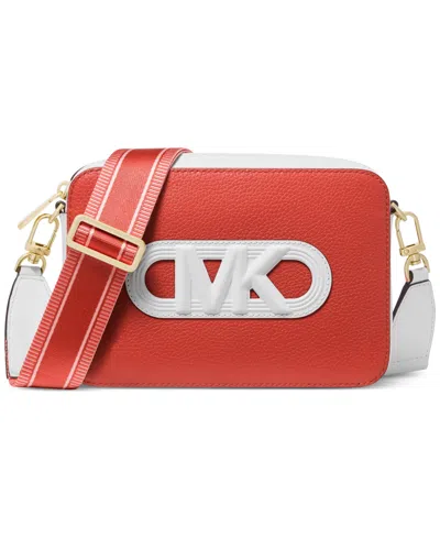 Michael Kors Michael  Jet Set Medium Camera Bag With Webbing Strap In Spiced Coral