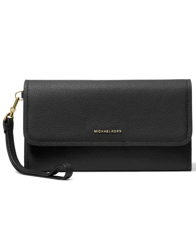 Michael Kors Michael  Jet Set Medium Flap Wristlet In Black