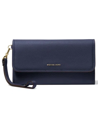 Michael Kors Michael  Jet Set Medium Flap Wristlet In Blue