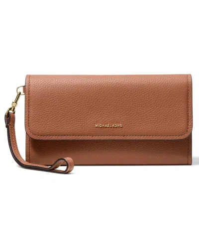 Michael Kors Michael  Jet Set Medium Flap Wristlet In Brown