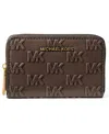 Michael Kors Michael  Jet Set Mini Zip Around Card Case In Brown