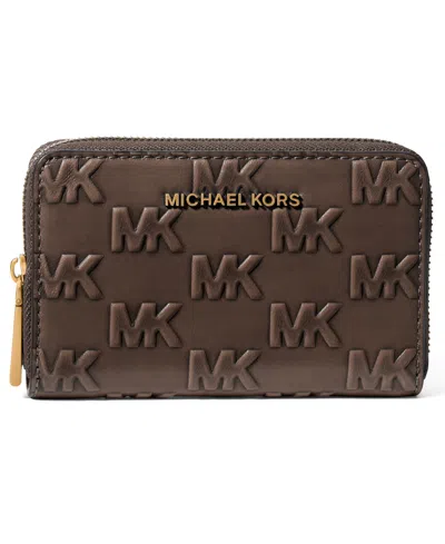 Michael Kors Michael  Jet Set Mini Zip Around Card Case In Brown