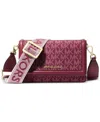 Michael Kors Michael  Jet Set Small Logo Nylon Crossbody In Red