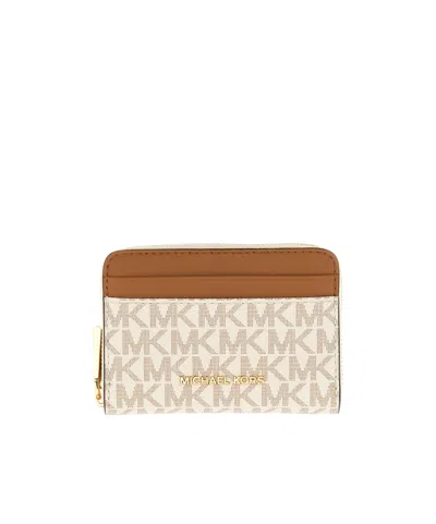 MICHAEL KORS MICHAEL MICHAEL KORS JET SET SMALL SIGNATURE LOGO ZIP-AROUND CARD CASE