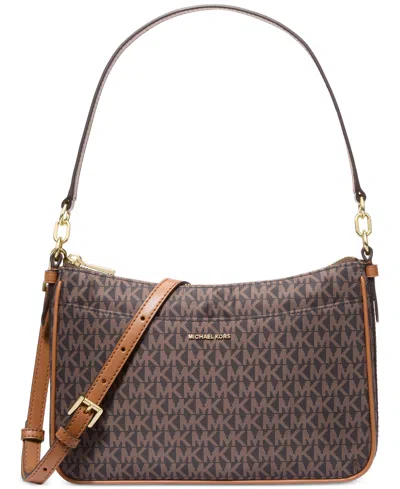 Michael Kors Michael  Jet Set Small Top Zip Pochette Crossbody In Brown,acorn