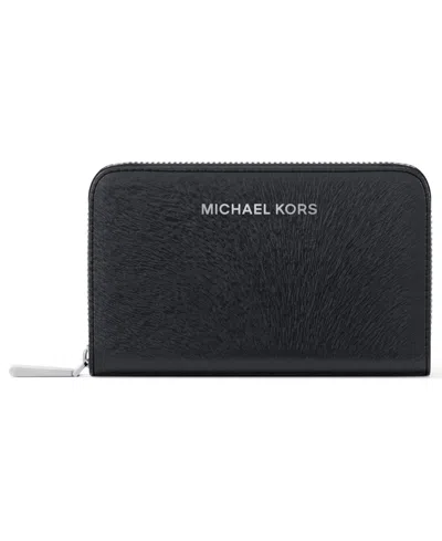 Michael Kors Michael  Jet Set Small Zip Around Card Case In Black