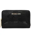 Michael Kors Michael  Jet Set Small Zip Around Card Case In Black